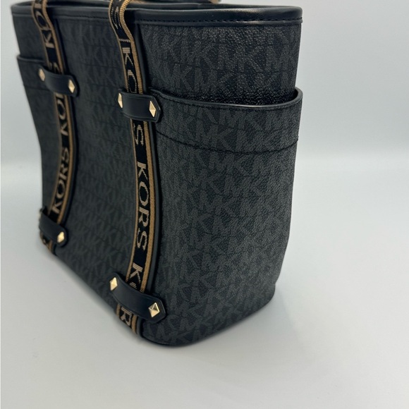 Michael Kors Black/Brown Signature Coated Canvas and Leather Small Maeve Tote - Picture 13 of 16